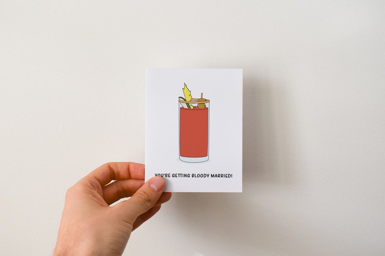 Funny Bloody Mary Engagement Card, Bridal Shower Gift for Bride image 7