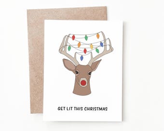 Get Lit Rudolph the Reindeer Christmas Card