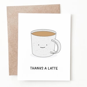 Carte de remerciement drôle de café, cadeau de remerciement de café au lait pour lui ou elle