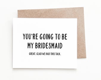 Funny Bridesmaid Card, Bridesmaid Proposal Wedding Gift