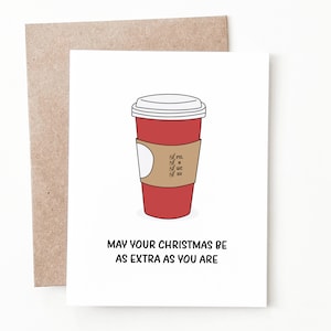 Carte de Noël amusante pour amateur de café, carte de vœux Starbucks pour ami