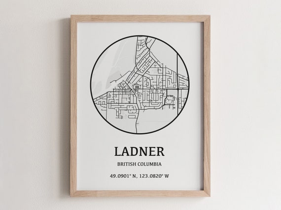 Map Of Ladner Bc Ladner City Map Poster Bc Travel Art Print | Etsy Singapore