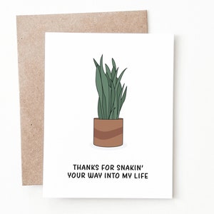 Cartão de aniversário de planta de cobra engraçado, presente de aniversário de mãe de planta para ele ou ela
