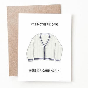 Cardigan drôle carte de fête des mères, carte-cadeau de fête des mères pour maman