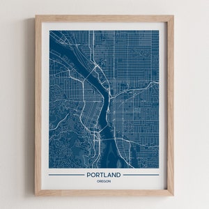 Portland Map Poster Print Wall Art, Modern Oregon Gift for Home and Office