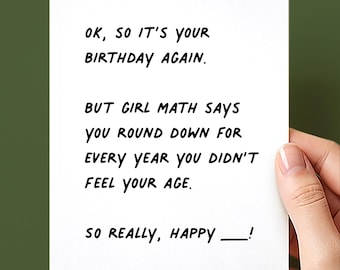 Girl Math Says Birthday Card