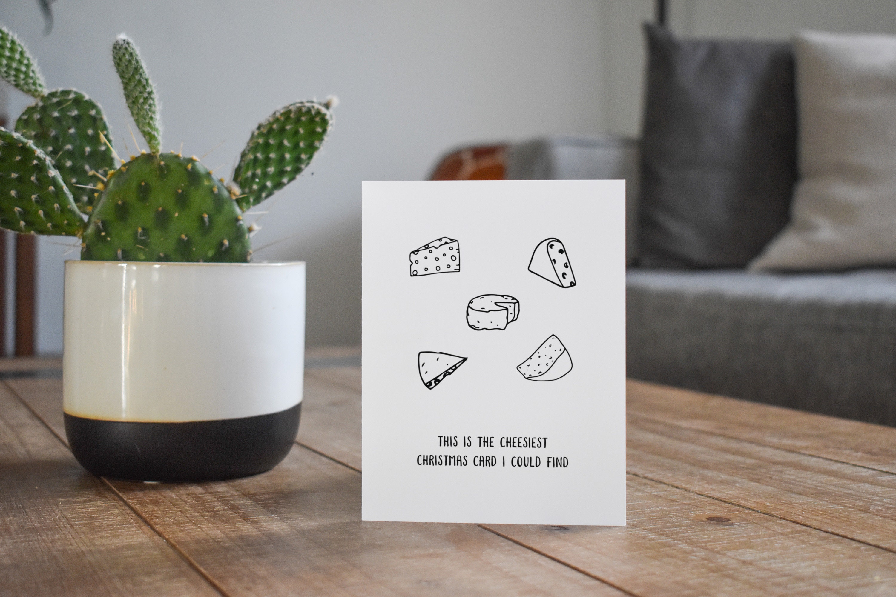 Funny Cheesy Christmas Card Christmas Pun Holiday Card for Etsy