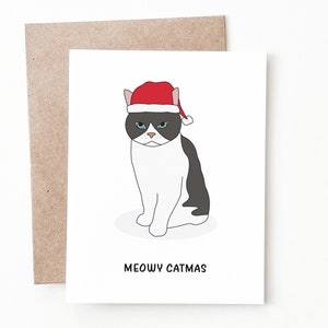 Carte de Noël drôle de chat, cadeau de carte de vacances pour l'amoureux des chats