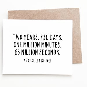 Tarjeta divertida de segundo aniversario, regalo de segundo aniversario para novio o esposo