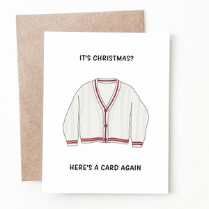 Divertente biglietto di Natale con cardigan, regalo cardigan per lui o per lei