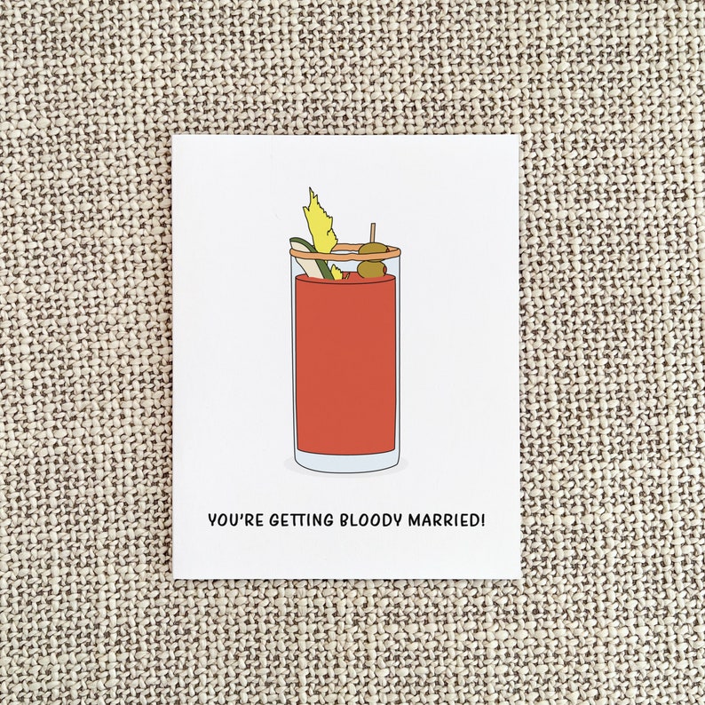 Funny Bloody Mary Engagement Card, Bridal Shower Gift for Bride image 4