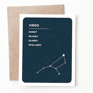 Carte de voeux du zodiaque Vierge, cadeau astrologie pour lui ou elle
