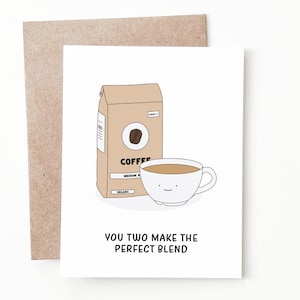 Carte de mariage drôle de café, cadeau de mariage mignon pour les jeunes mariés