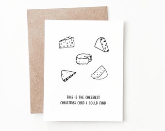 Funny Cheesy Christmas Card, Christmas Pun Holiday Card for Cheese Lover