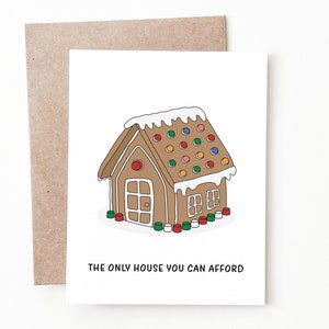 Carte de Noël drôle de maison de pain d'épice, cadeau de Noël pour lui ou elle