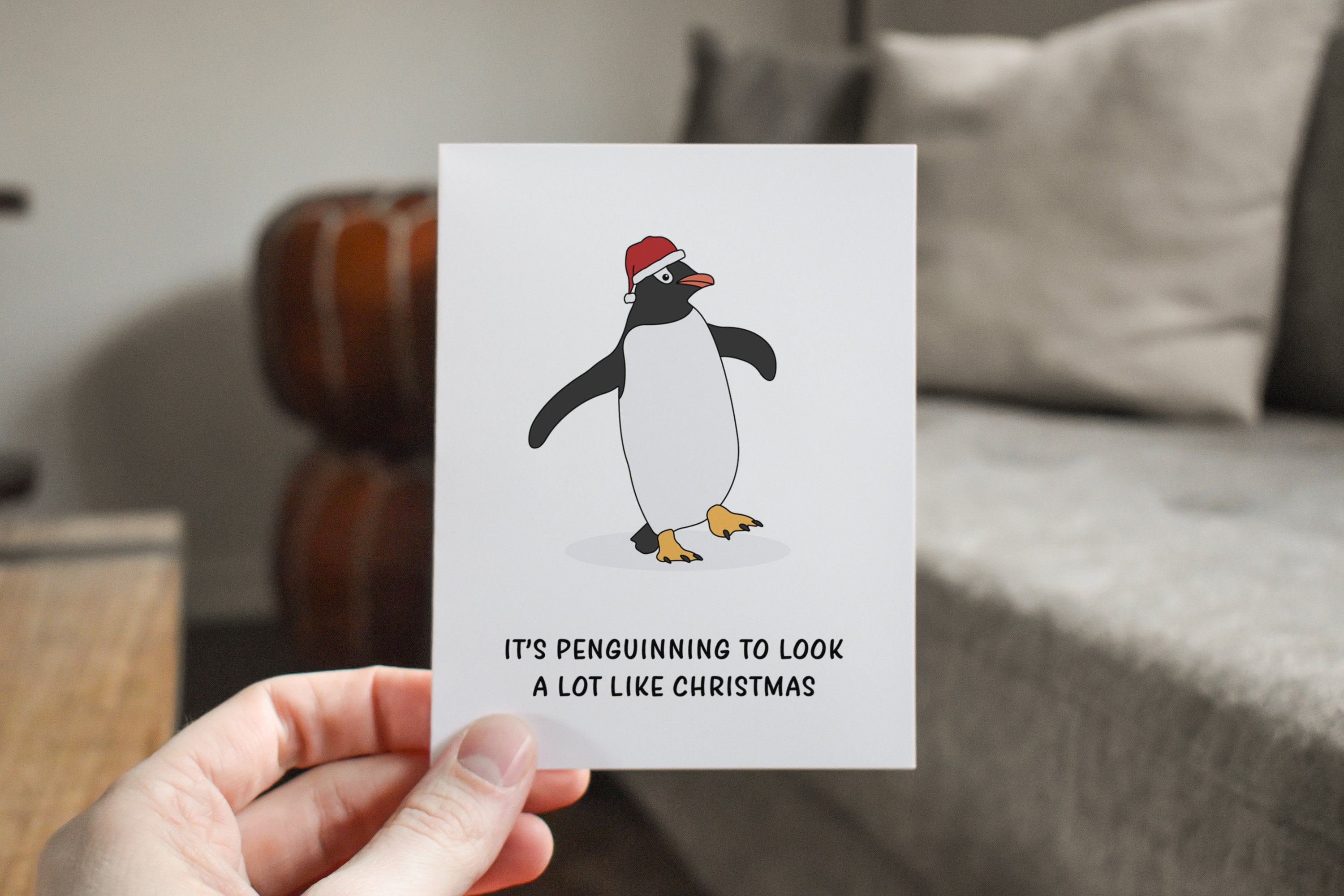 Funny Penguin Christmas Card Christmas Gift Card for Him or Etsy