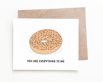 Funny Bagel Anniversary Card, Everything Bagel Anniversary Gift for Him or Her