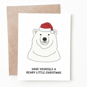 Carte de Noël drôle d'ours polaire, cadeau de Noël de vacances pour lui ou elle