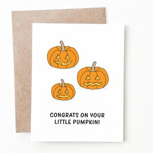 Carte drôle de baby shower de potiron, nouveau cadeau de baby shower de félicitations d'automne