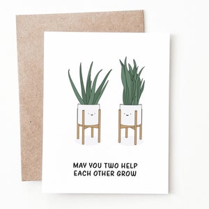 Funny Plant Wedding Card, Botanical Wedding Gift for Bride and Groom