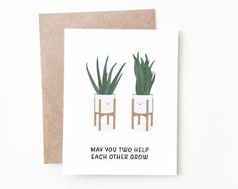 Funny Plant Wedding Card, Botanical Wedding Gift for Bride and Groom