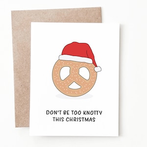 Carte de Noël drôle de bretzel, cadeau de Noël de vacances pour lui ou elle
