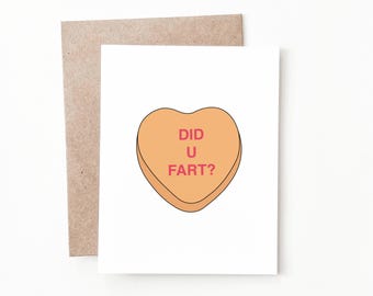Candy Heart Did U Fart Valentine's Day Card