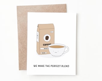 Funny Coffee Anniversary Card, Cute Anniversary Gift for Him or Her