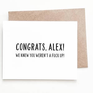 Carte de félicitations personnalisée amusante, cadeau de remise des diplômes personnalisé pour lui ou elle