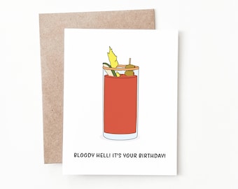 Funny Bloody Mary Birthday Card, Caesar Birthday Gift for Him or Her