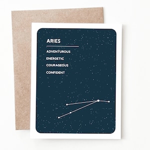 Aries Zodiac Greeting Card, Astrology Gift for Him or Her