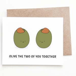 Carte de mariage olive drôle, carte de fiançailles ou carte de douche nuptiale pour les jeunes mariés