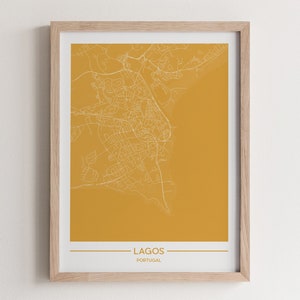 Lagos Map Poster Print Wall Art, Modern Portugal Gift for Home and Office