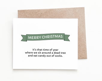 Funny Christmas Card, Christmas Tree Vintage Christmas Gift