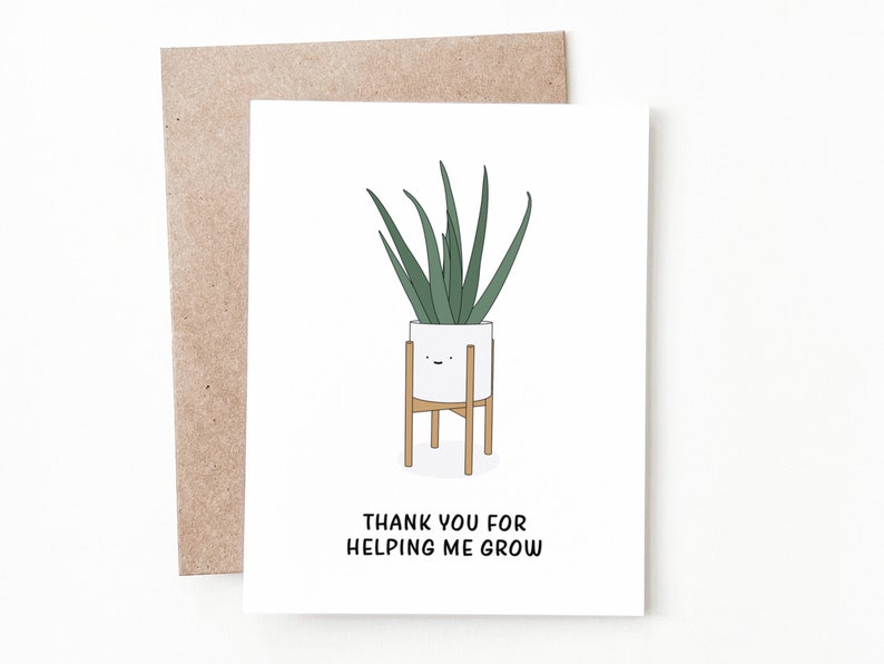 Funny Thank You Card for Plant Lover, Botanical Teacher Appreciation Gift image 1