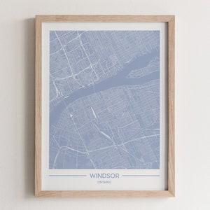 Windsor Map Poster Print Wall Art, Modern Ontario Gift for Home and Office