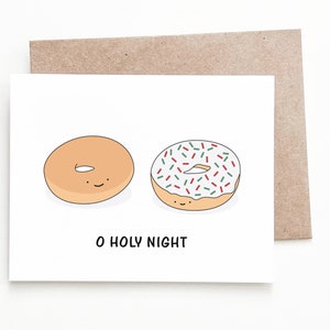 Carte de Noël drôle de bagel et de beignet, cadeau de Noël de vacances pour lui ou elle