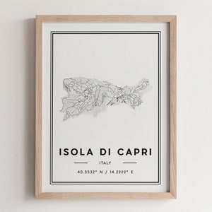 Capri Map Poster Print, Modern Capri Street Map Decor