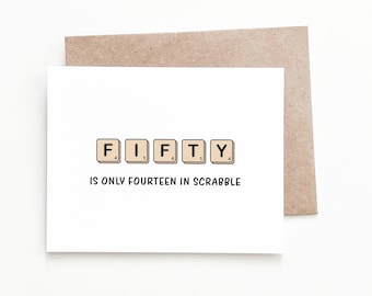 Funny 50th Birthday Card, Scrabble Birthday Gift