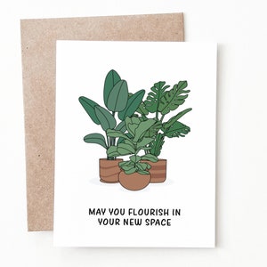Carte de pendaison de crémaillère drôle de plante, cadeau botanique de pendaison de crémaillère de nouvelle maison de maman de plante