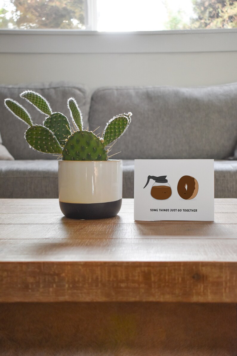 Wedding Gift for Bride and Groom Funny Coffee and Donut Wedding Card
