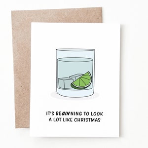 Funny Gin Christmas Card, Alcohol Christmas Gift for Him or Her