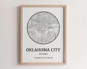 Oklahoma City Map Poster, Oklahoma Travel Art Print