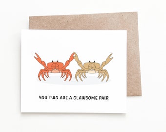 Funny Crab Wedding Card, Cute Wedding Gift for Bride and Groom