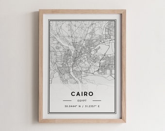 Cairo Map Poster Print, Modern Cairo Street Map Decor