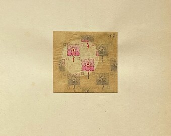 An Original Antique French Textile Design. Hand Painted Using Watercolour. Produced in Lyon in the early 1900’s. Size: 5.8 x 6 cms.
