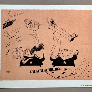 Les Antipdistes. Litografia z Le Panorama Du Cirque autorstwa Serge'a. Jedna z zaledwie 1000 wyprodukowanych w 1944 r. Rozmiar: 23,8 x 29,7 cm.