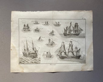 Marina. Barcos y Vela. Una cantidad de 102 grabados en blanco y negro de Bernard Direxet. Francés. 1780-1830. Imagen más grande: 32 x 59 cms.