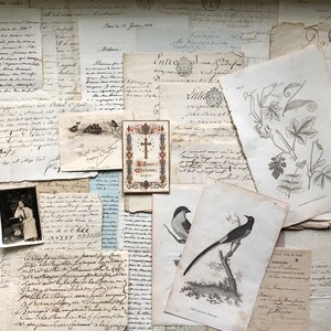 A Generous Quantity of Antique French Papers, Cards and Engravings. 1800’s and 1900’s. For collage and decorative purposes.