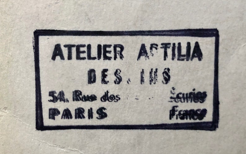An Original Textile Design for Upholstery. Very Large. Hand painted. From The Atelier Artilia, Paris. 1960’s. Size: 85 x 70 cms image 8